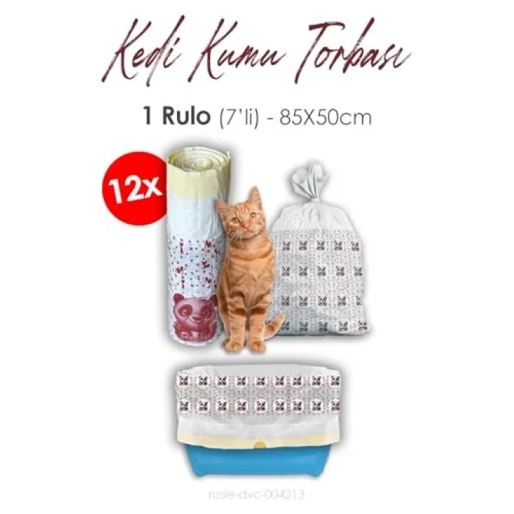Kedi Kumu Torbası, Poşeti, 85x50cm, 7 li 12 Rulo