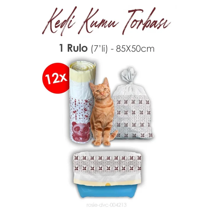 Kedi Kumu Torbası, Poşeti, 85x50cm, 7 li 12 Rulo