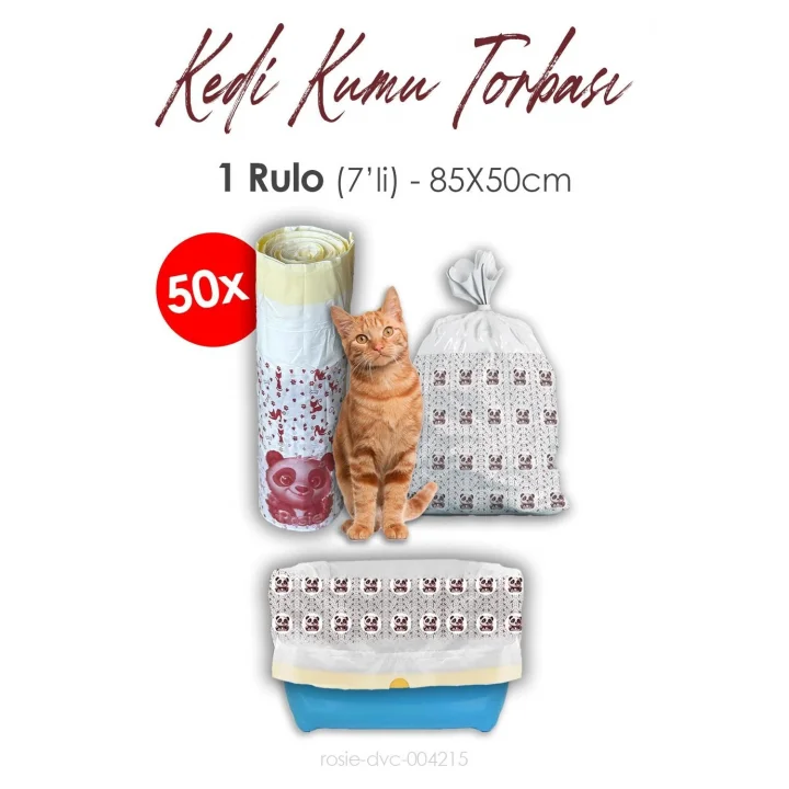 Kedi Kumu Torbası, Poşeti, 85x50cm, 7 li 50 Rulo