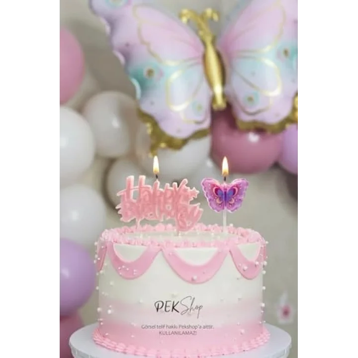 Kelebek Tema Happy Birthday Mum Seti 2li