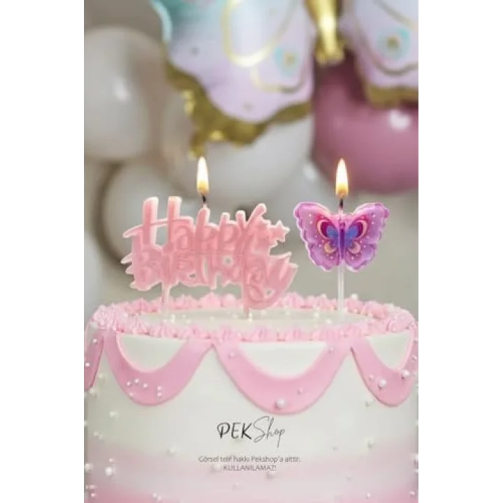 Kelebek Tema Happy Birthday Mum Seti 2li