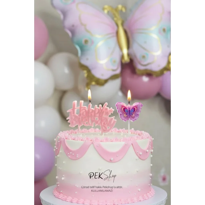 Kelebek Tema Happy Birthday Mum Seti 2li