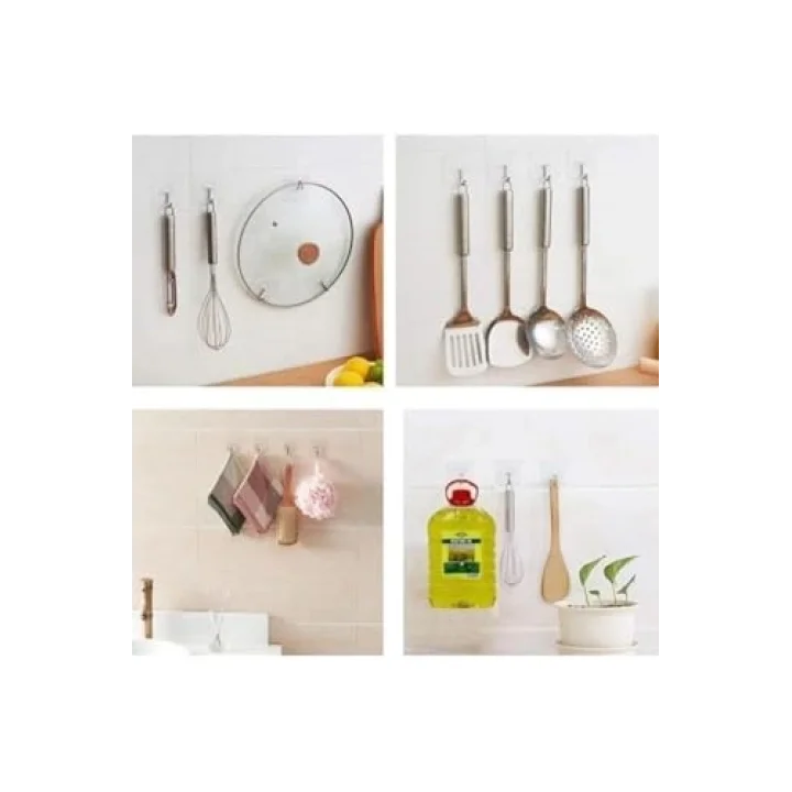 Kendinden Yapışkanlı Şeffaf Askı 5 Li Set Banyo Mutfak Askısı