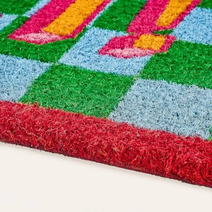 Kerala Mavi - Yeşil Coir Kapı Önü Paspası 45x75 Cm