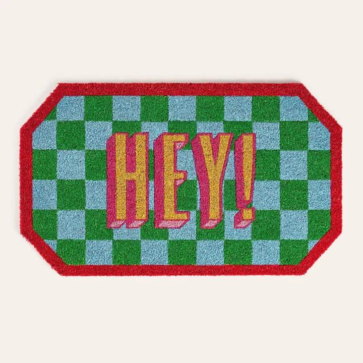 Kerala Mavi - Yeşil Coir Kapı Önü Paspası 45x75 Cm