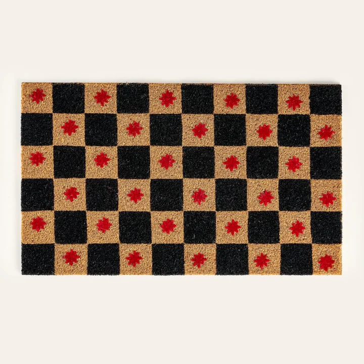 Kerala Siyah Coir Kapı Önü Paspası 45x75 Cm