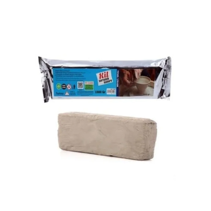 Kil Hamuru Set-1, Seramik Hamuru Başlangıç Seti, Ebeşuar, Merdane, 1 Kg Beyaz Kil
