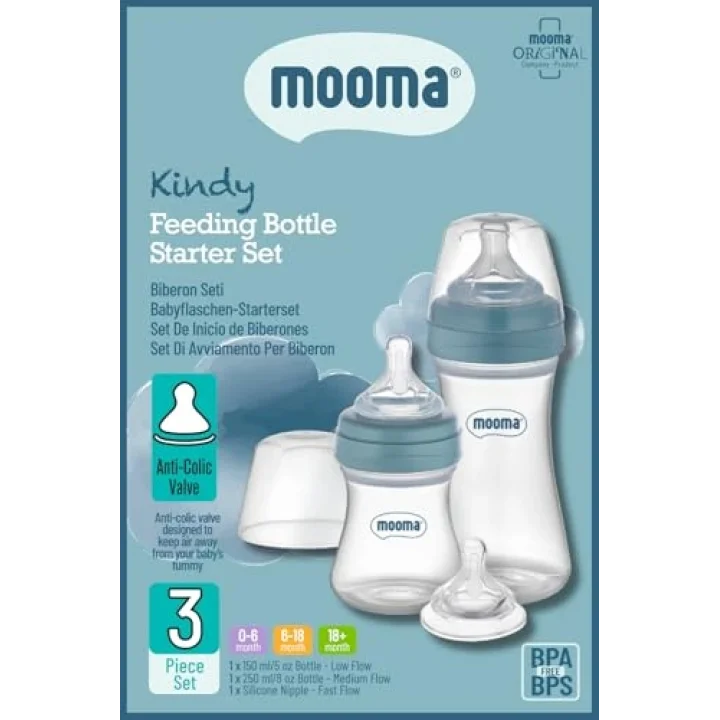 Kindy Antikolik 150 ml, 250 ml PP Biberon Başlangıç Seti, Mavi