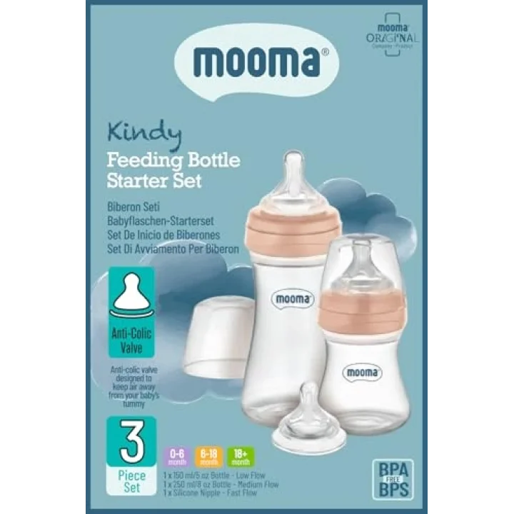 Kindy Antikolik 150 ml, 250 ml PP Biberon Başlangıç Seti, Rose Gold
