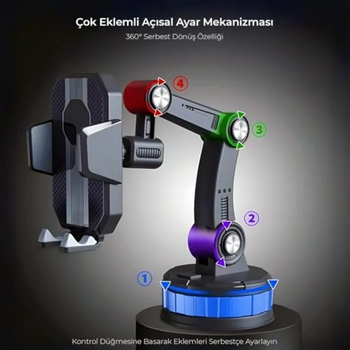 KingMa 360° Dönebilen Vakumlu Torpido ve Cam için Araç Içi Telefon Tutucu