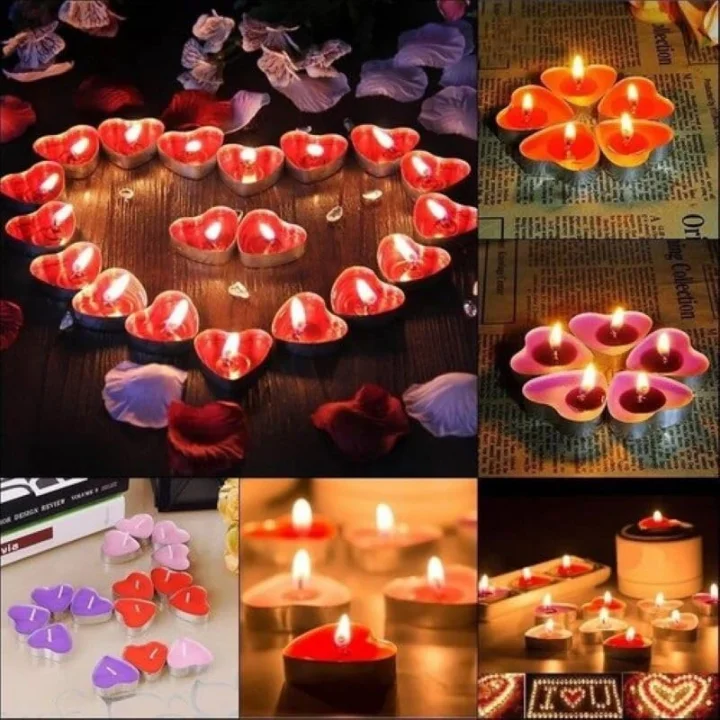 Kırmızı Kalpli 25 Adet Tea Lights Mum