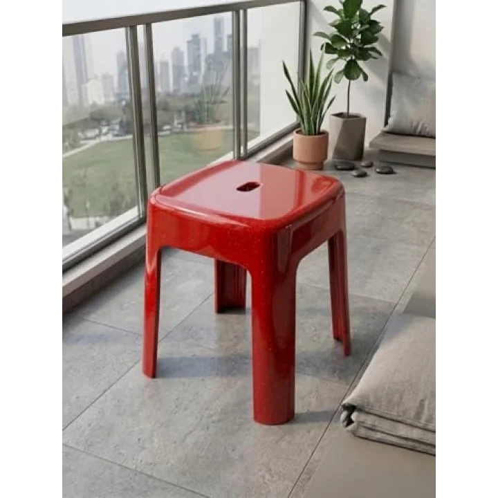 Kırmızı Plastik Alaska Model Sağlam Tabure 36x36x46cm
