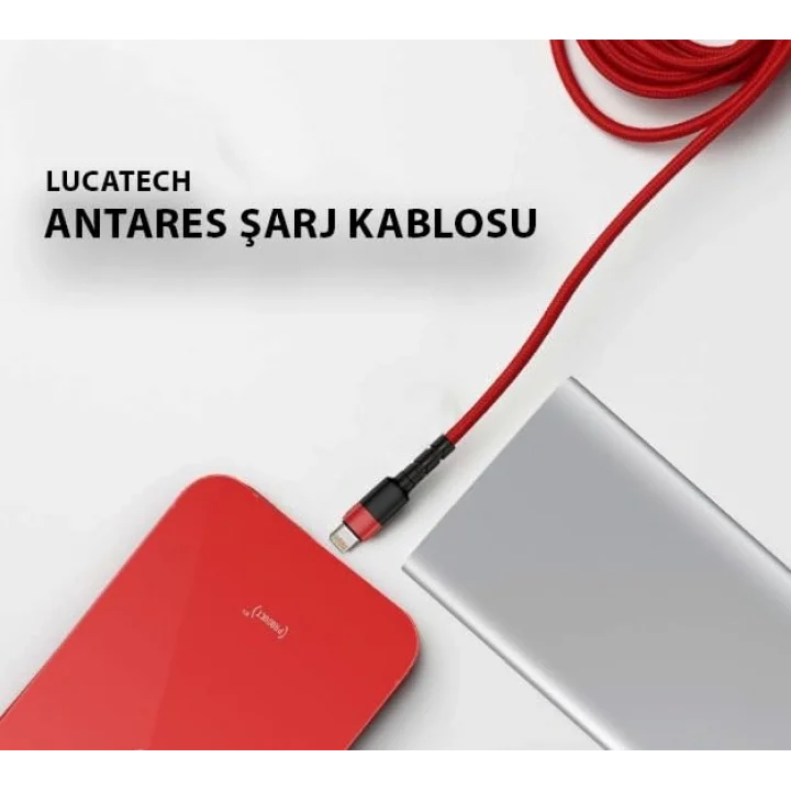 Kırmızı Type-C Örgülü Kırılmaz Şarj Kablosu