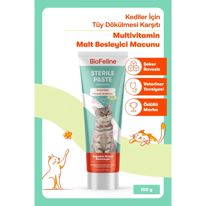 Kısır Kediler İçin Multivitaminli Malt Macun 100g ve Sterile Paste