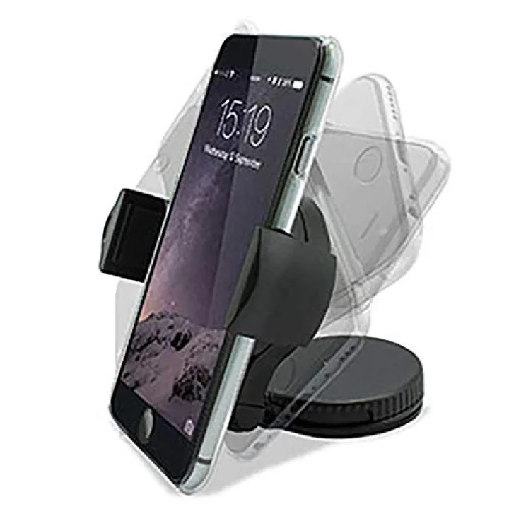 Kıskaçlı Yapışkanlı Mini Araç Telefon Tutucu Süper 03 Siyah