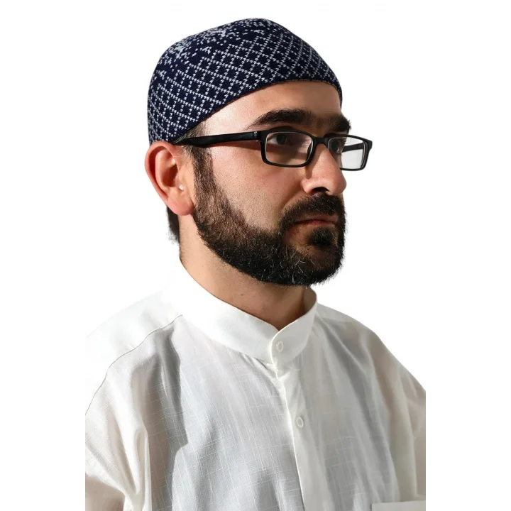 Kışlık Karyağdı Desenli Orlon Takke Lacivert