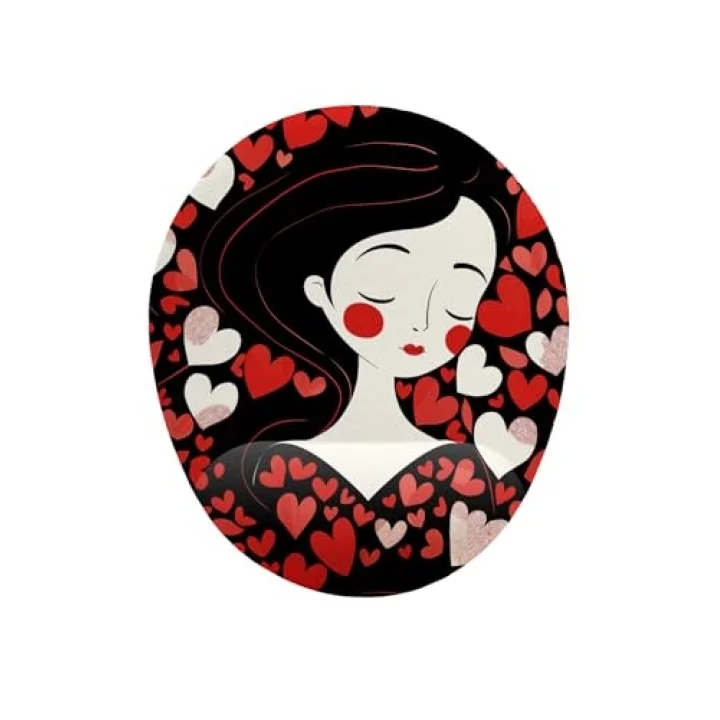 Kız ve Kalp Desenli Bilek Destekli Mouse Pad