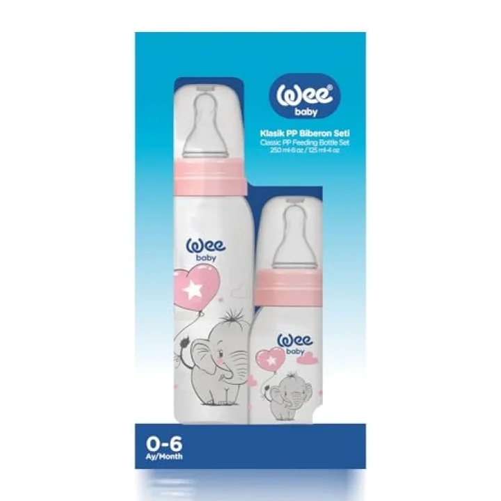 Klasik PP Biberon Seti 125 ml + 250 ml Pembe 0-6 Ay