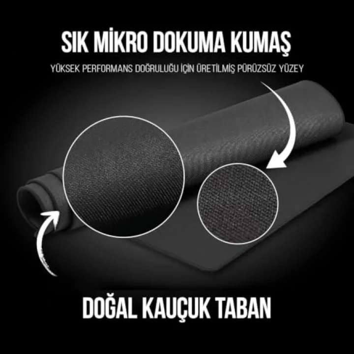 Klasse Pro Black Edition - Dikişli Kenar 70x30, 90x40, 100x50 ve 120x60 cm Oyuncu Gaming Mouse Pad (Siyah, 90x40 cm)