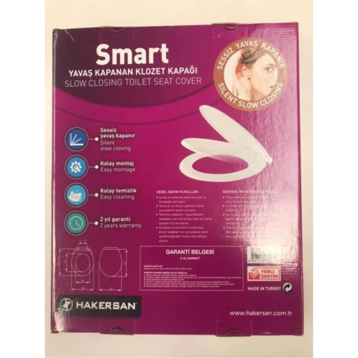 Mey İthalat® Klozet Kapağı Hakersan Smart Yavaş Kapanan YuvarlakTip