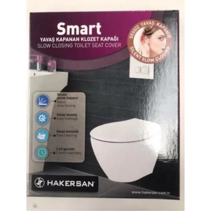 Mey İthalat® Klozet Kapağı Hakersan Smart Yavaş Kapanan YuvarlakTip