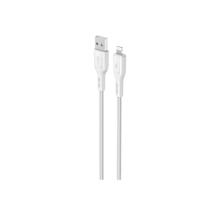 KNIT 2A Çıkış, USB-A to Lightning Şarj ve Data Aktarım Kablosu, Örgü Tasarım, 1 metre, Beyaz