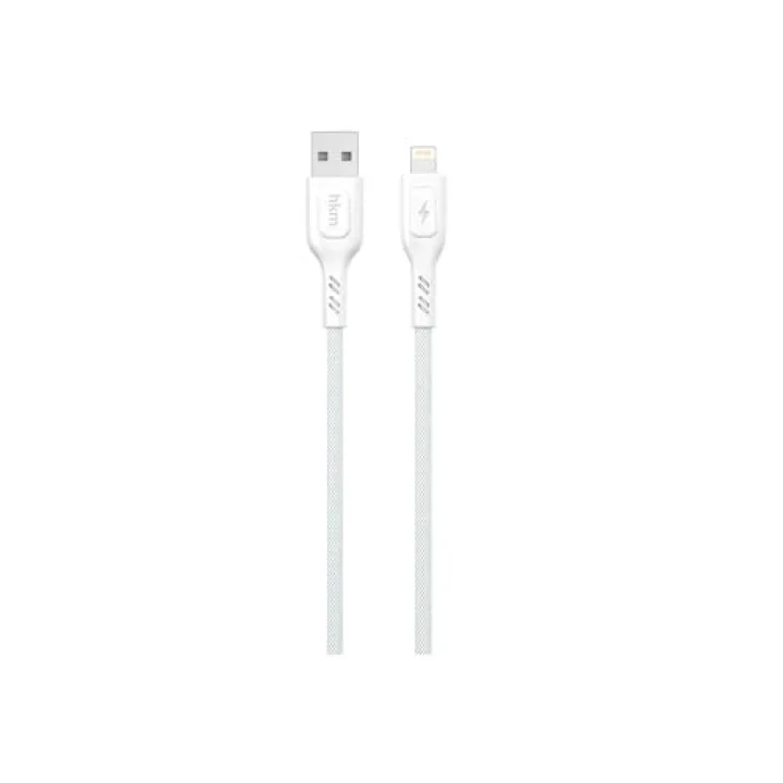 KNIT 2A Çıkış, USB-A to Lightning Şarj ve Data Aktarım Kablosu, Örgü Tasarım, 1 metre, Beyaz