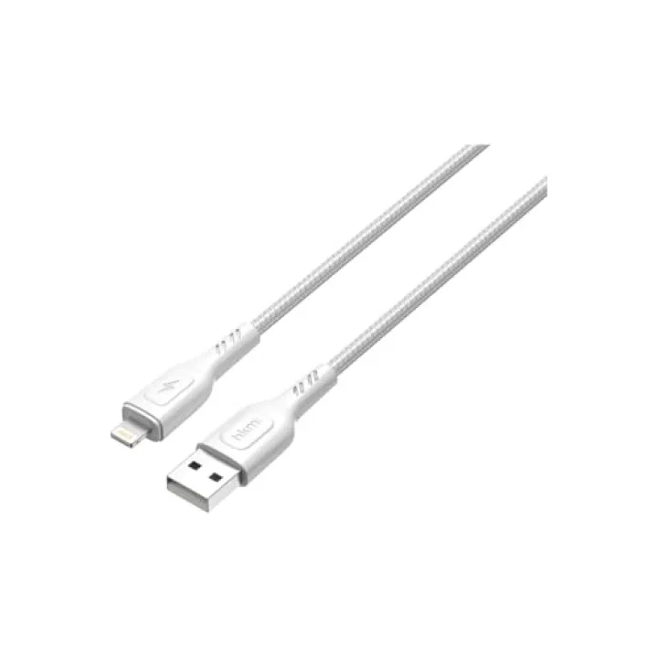 KNIT 2A Çıkış, USB-A to Lightning Şarj ve Data Aktarım Kablosu, Örgü Tasarım, 1 metre, Beyaz