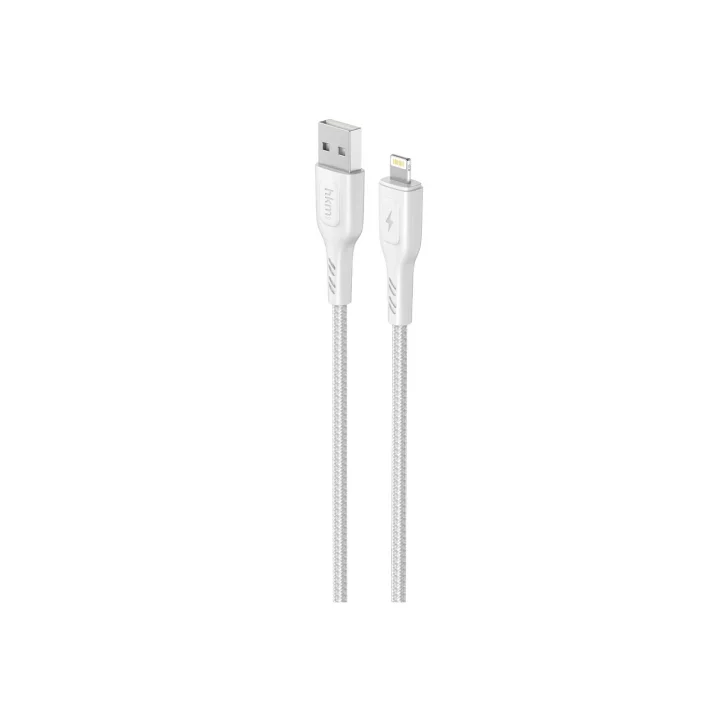 KNIT 2A Çıkış, USB-A to Lightning Şarj ve Data Aktarım Kablosu, Örgü Tasarım, 1 metre, Beyaz
