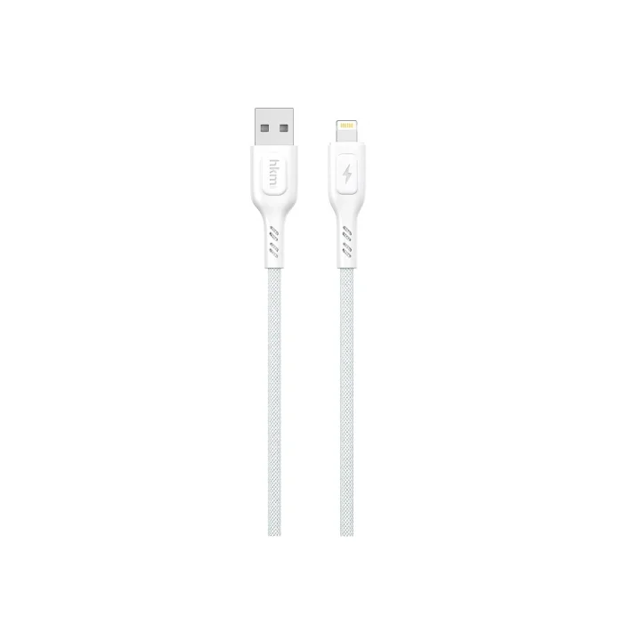 KNIT 2A Çıkış, USB-A to Lightning Şarj ve Data Aktarım Kablosu, Örgü Tasarım, 1 metre, Beyaz