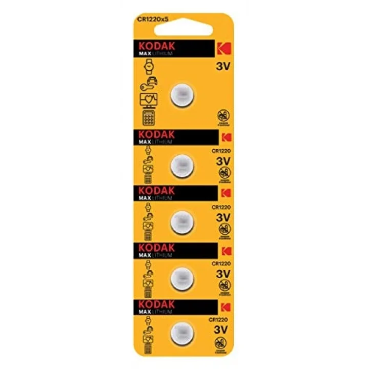 Kodak 30414389 CR1220 Lityum Para Pil, 5 Adet, Gri