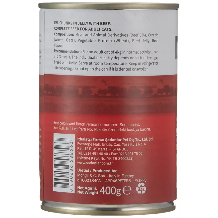 Konserve Kedi Maması Sığır Etli 400Gr