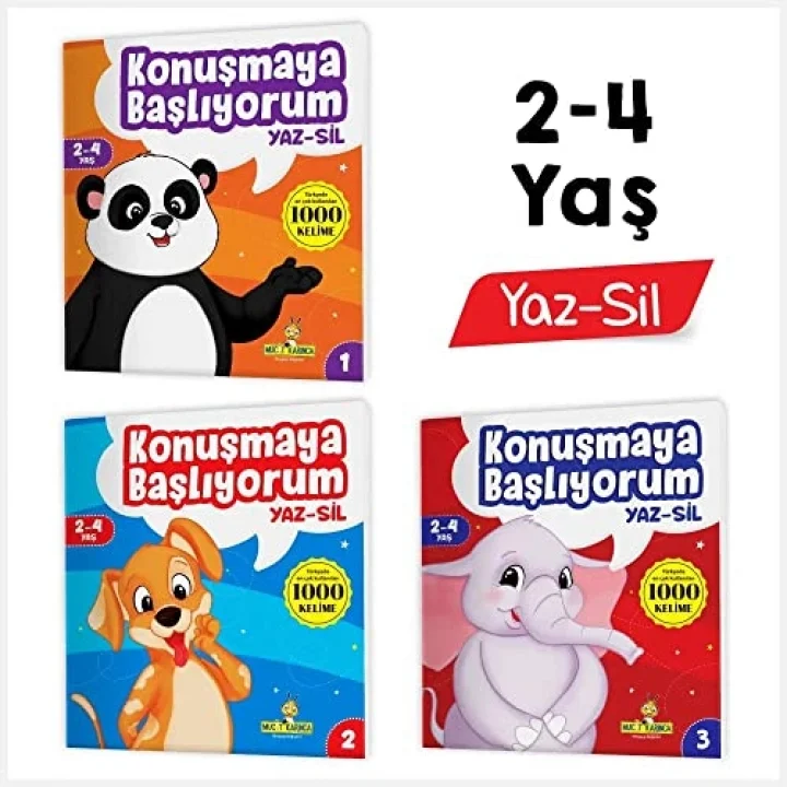 Konuşmaya Başlıyorum Serisi YAZ-SİL Kitaplar (Türkçede En Çok Kullanılan 1000 Kelime)