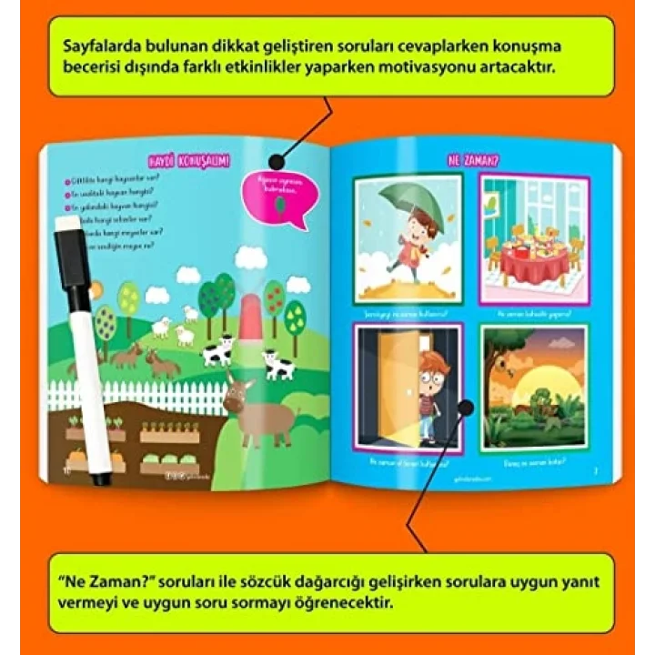 Konuşmaya Başlıyorum Serisi YAZ-SİL Kitaplar (Türkçede En Çok Kullanılan 1000 Kelime)