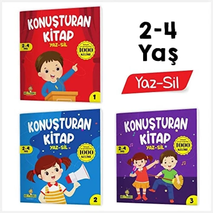 Konuşturan Kitap Serisi YAZ-SİL Kitaplar (Türkçede En Çok Kullanılan 1000 Kelime)