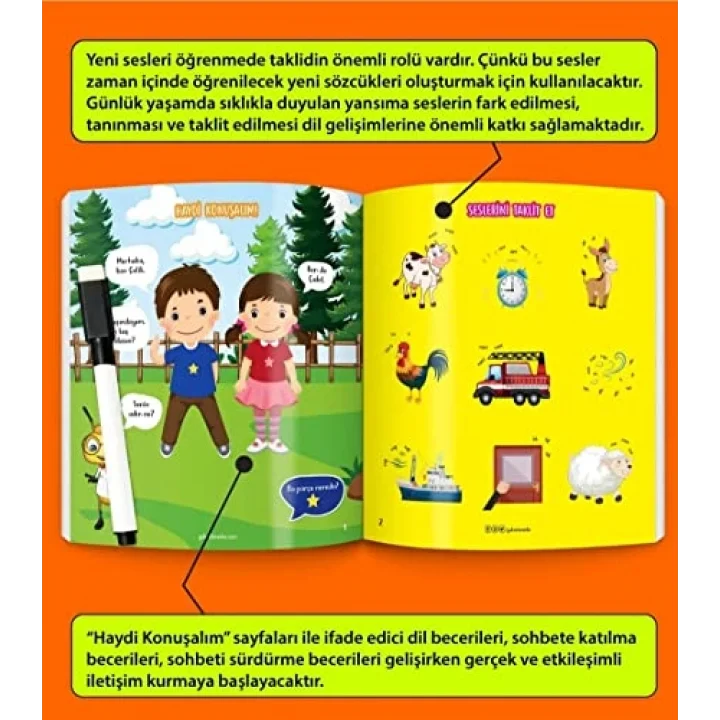 Konuşturan Kitap Serisi YAZ-SİL Kitaplar (Türkçede En Çok Kullanılan 1000 Kelime)