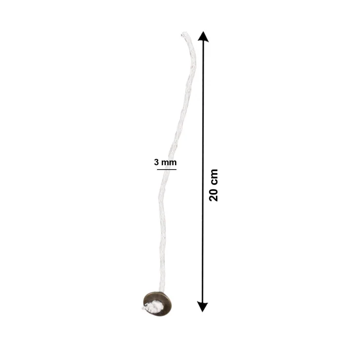 Kopçalı Kandil Fitili İp Kalınlığı 3 mm 6 Adet Set 1 Metre Yedekli Fitil