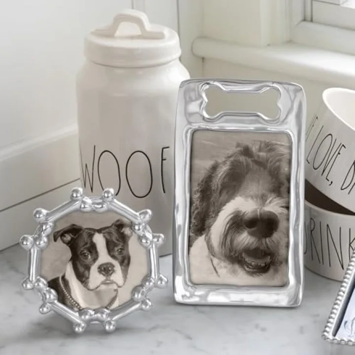 köpek kemik yuvarlak çerçeve, gümüş, 4 x 6