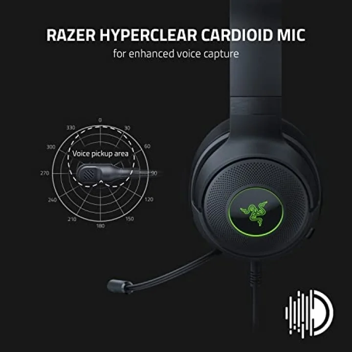 Kraken V3 X USB - Kablolu USB Oyun Kulaklığı (285 gda ultra hafif, TriForce 40 mm sürücüler, HyperClear Kardioid Mikrofon, 7.1 surround ses, Chroma RGB) Siyah