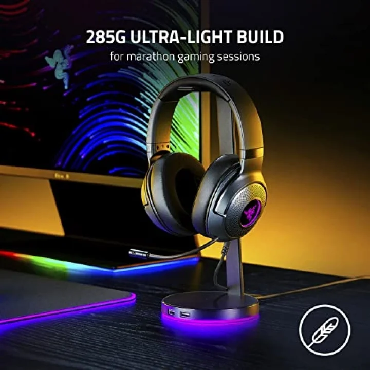 Kraken V3 X USB - Kablolu USB Oyun Kulaklığı (285 gda ultra hafif, TriForce 40 mm sürücüler, HyperClear Kardioid Mikrofon, 7.1 surround ses, Chroma RGB) Siyah