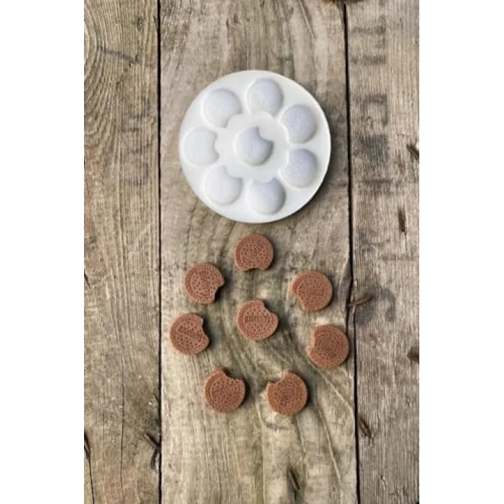 Kremalı Bisküvi Büyük Sekizli Mum Kalıbı (Silikon)