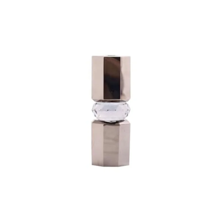 Kristal Mum Tutucu, Krom/Duman, 5,5X5,5X15 Cm