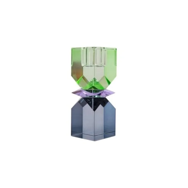Kristal Mum Tutucu, Nane Yeşili Koyu Mavi 11X4X4 Cm