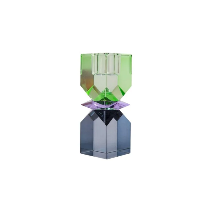 Kristal Mum Tutucu, Nane Yeşili Koyu Mavi 11X4X4 Cm