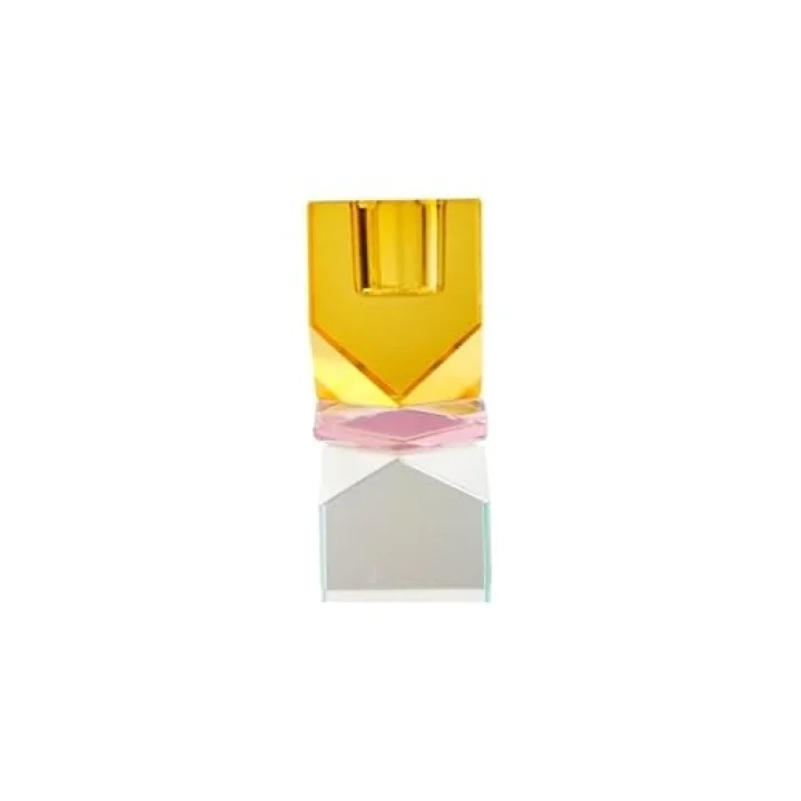 Kristal Mum Tutucu, Sarı/Pembe/Açık Nane, 11X4X4 Cm