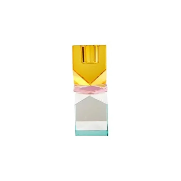 Kristal Mum Tutucu, Sarı/Pembe/Açık Nane, 11X4X4 Cm