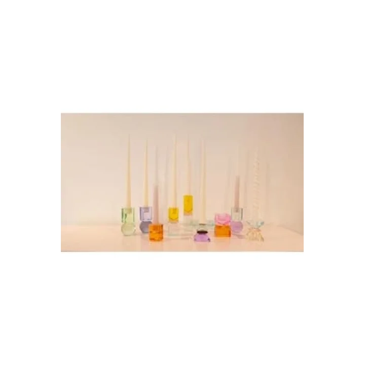 Kristal Mum Tutucu, Sarı/Pembe/Açık Nane, 11X4X4 Cm