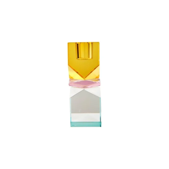 Kristal Mum Tutucu, Sarı/Pembe/Açık Nane, 11X4X4 Cm
