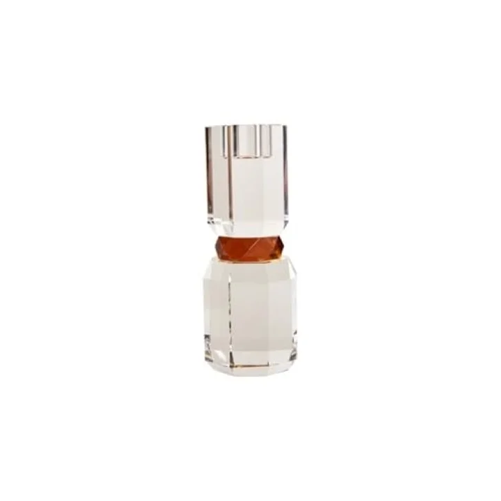 Kristal Mum Tutucu, Şeffaf/Sarı/Amber, 18,5X7X7 Cm
