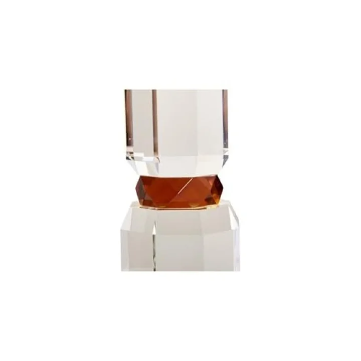 Kristal Mum Tutucu, Şeffaf/Sarı/Amber, 18,5X7X7 Cm